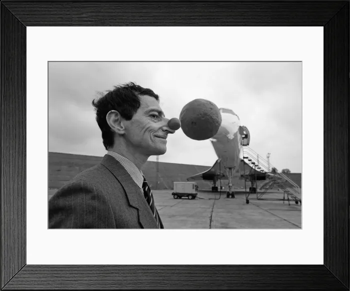 Framed Print : Red nose on Concorde. Toby Grills restaurants fund raise. 27th January 1988 Framed Print : Red nose on Concorde. Toby Grills restaurants fund raise. 27th January 1988