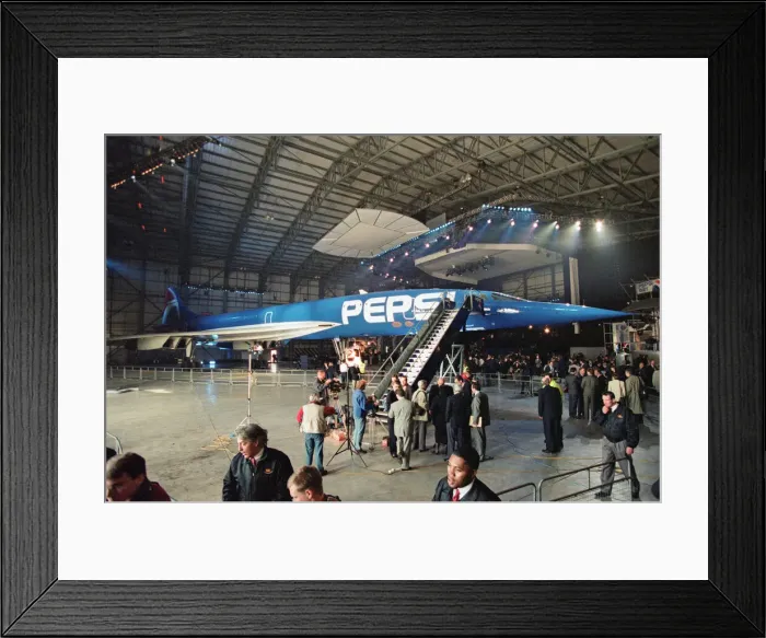 Framed Print : Pepsi launch its new blue can. Air France paint one of its Concorde