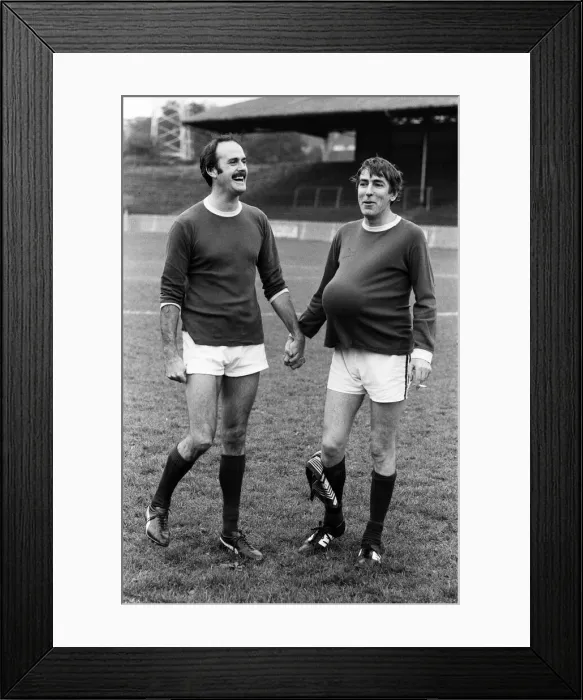 Framed Print : John Cleese and Peter Cook at a Charity Football Match, Dulwich