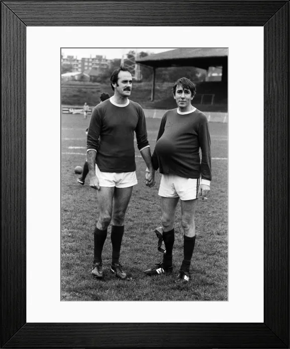 Framed Print : John Cleese and Peter Cook at a Charity Football Match, Dulwich