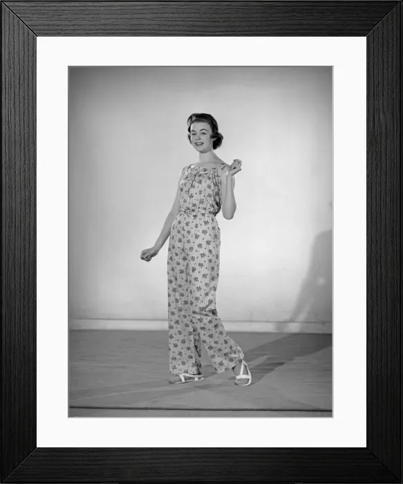 Framed Print : Model Jackie Jackson seen here wearing Pinafore pyjamas made from a Reveille readers Framed Print : Model Jackie Jackson seen here wearing Pinafore pyjamas made from a Reveille readers