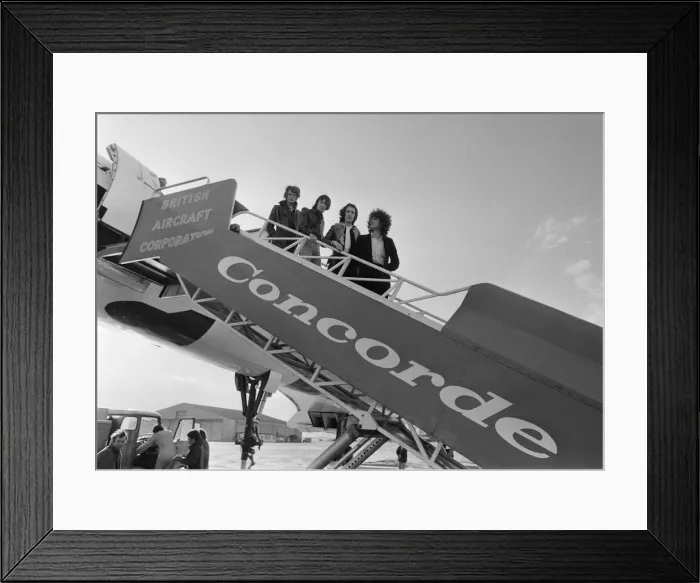 Framed Print : The pop group Pilot'pictured here beside the famous supersonic airliner