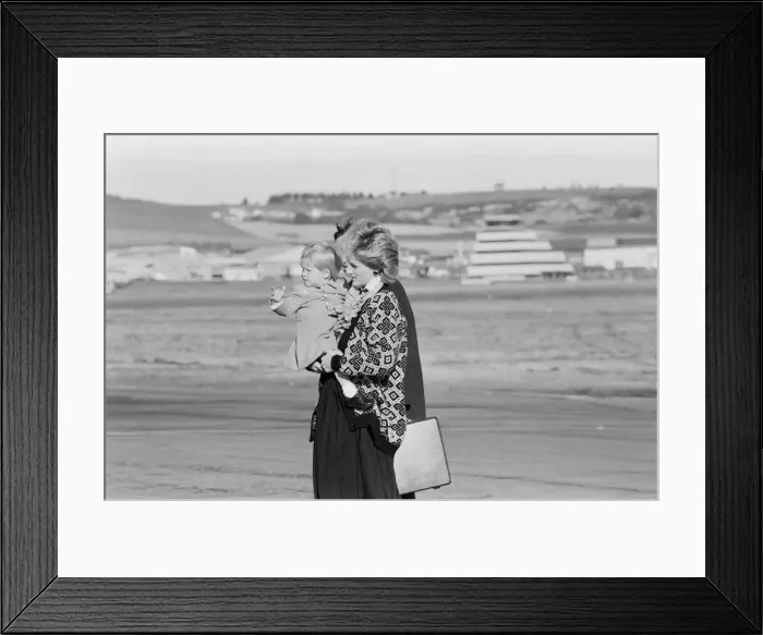 Framed Print : Prince Harry and his mother Princess Diana, arrive at Heathrow Airport, London Framed Print : Prince Harry and his mother Princess Diana, arrive at Heathrow Airport, London