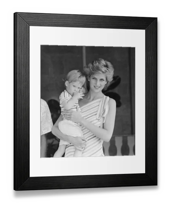 Framed Print : Prince Harry and his mother HRH Princess Diana, the Princess of Wales are on holiday with