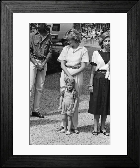 Framed Print : Prince Harry and his mother Princess Diana. He is on holiday with his family