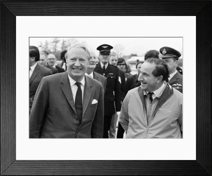 Framed Print : Prime Minster Edward Heath flies Concorde. He is pictured with test pilot Brian Trubshaw
