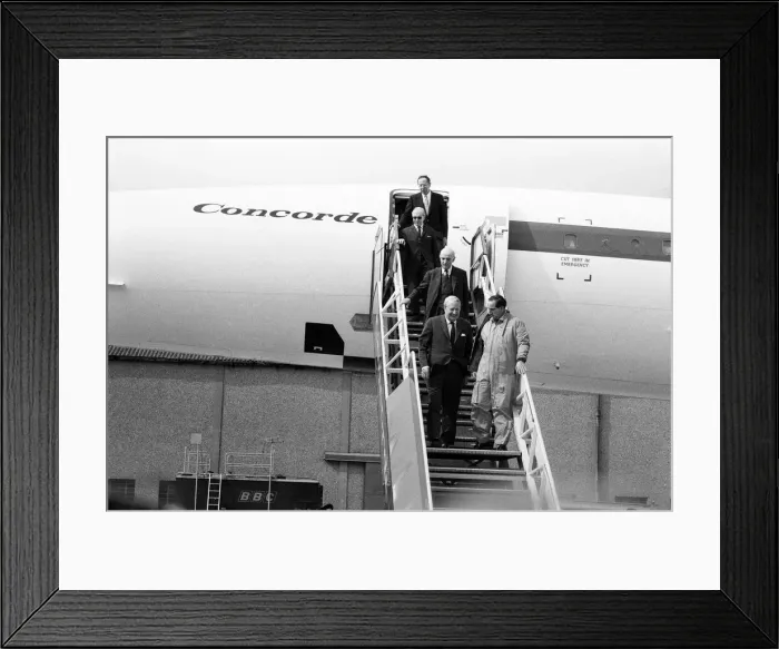 Framed Print : Prime Minster Edward Heath flies Concorde. He is pictured with test pilot Brian Trubshaw Framed Print : Prime Minster Edward Heath flies Concorde. He is pictured with test pilot Brian Trubshaw