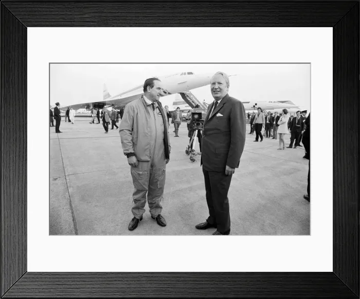 Framed Print : Prime Minster Edward Heath flies Concorde. He is pictured with test pilot Brian Trubshaw Framed Print : Prime Minster Edward Heath flies Concorde. He is pictured with test pilot Brian Trubshaw