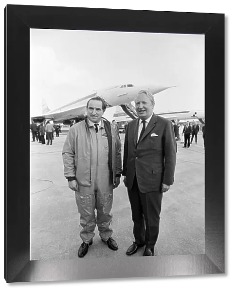 Prime Minster Edward Heath flies Concorde. He is pictured with test pilot Brian Trubshaw