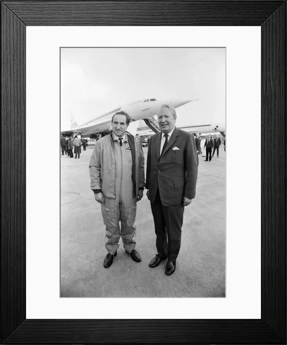 Framed Print : Prime Minster Edward Heath flies Concorde. He is pictured with test pilot Brian Trubshaw Framed Print : Prime Minster Edward Heath flies Concorde. He is pictured with test pilot Brian Trubshaw