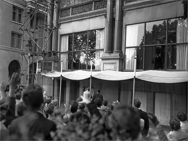 Marilyn Monroe pictured at the window of The Savoy Hotel