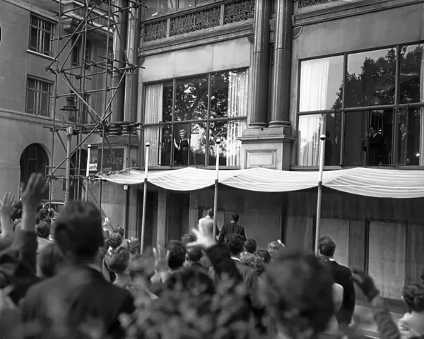 Marilyn Monroe pictured at the window of The Savoy Hotel