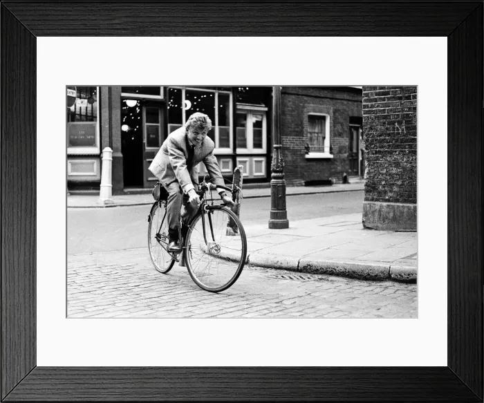 Framed Print : Singer and actor Tommy Steele riding his bicycle. 5th April 1963 Framed Print : Singer and actor Tommy Steele riding his bicycle. 5th April 1963
