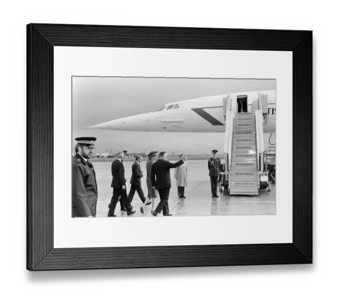 Framed Print : Princess Diana departing on Concorde from Heathrow to Vienna. 14th April 1986