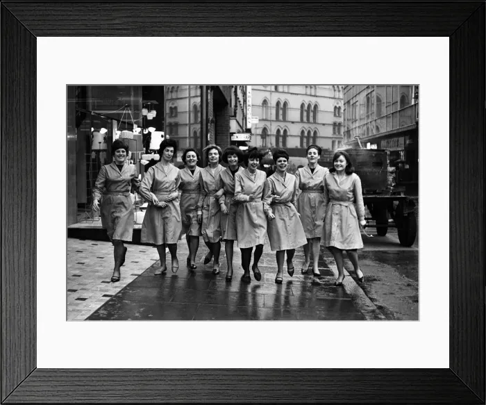 Framed Print : Happy staff at Belfasts newest department store, Saturday 15th January 1966 Framed Print : Happy staff at Belfasts newest department store, Saturday 15th January 1966
