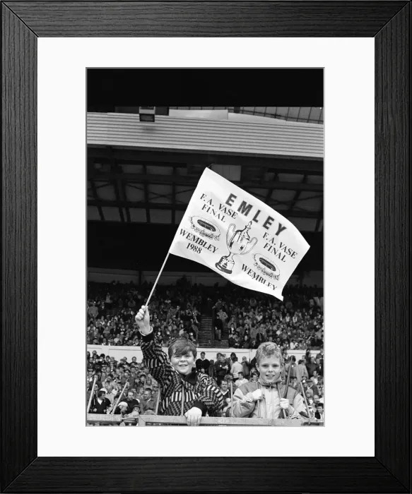 Framed Print : Emley v Colne Dynamoes F. C. in the Football Association Challenge Vase Final held Framed Print : Emley v Colne Dynamoes F. C. in the Football Association Challenge Vase Final held