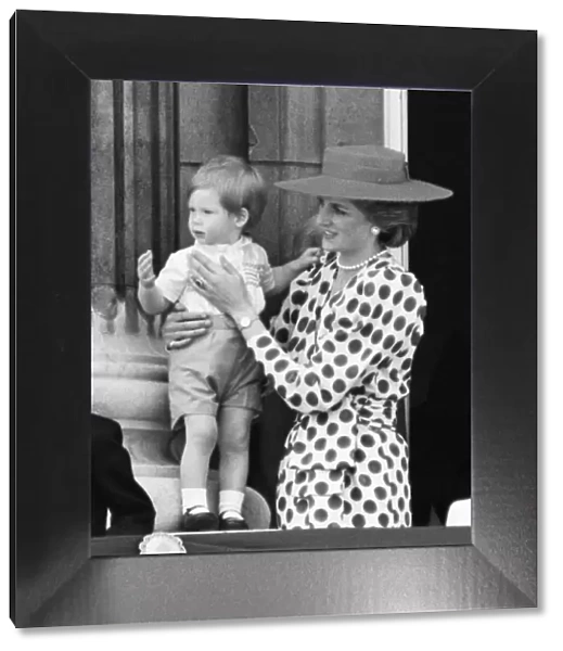 HRH Princess Diana, The Princess of Wales holds her young son Prince Harry