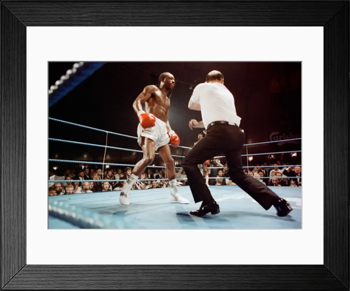 Framed Print : Michael Watson vs Nigel Benn for the British Commonwealth middleweight title Framed Print : Michael Watson vs Nigel Benn for the British Commonwealth middleweight title