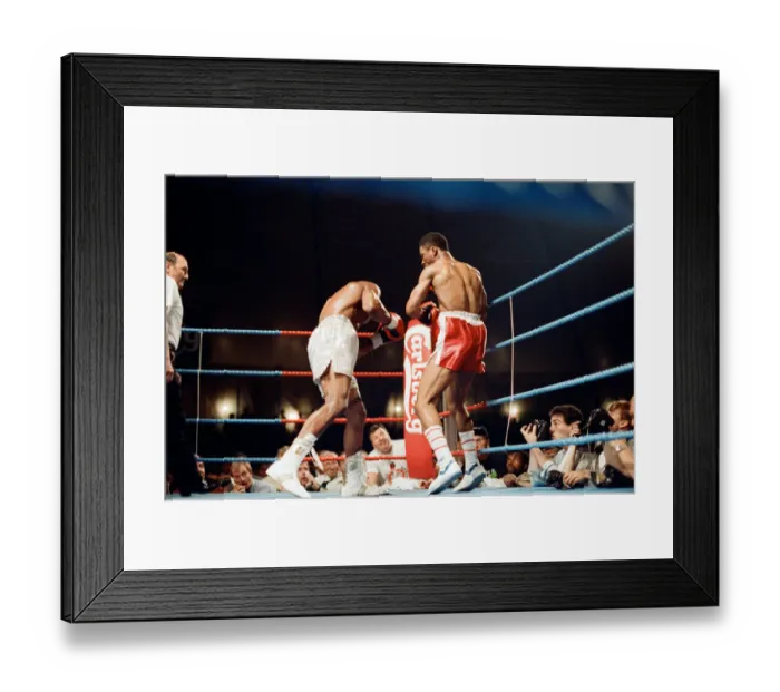 Framed Print : Michael Watson vs Nigel Benn for the British Commonwealth middleweight title Framed Print : Michael Watson vs Nigel Benn for the British Commonwealth middleweight title