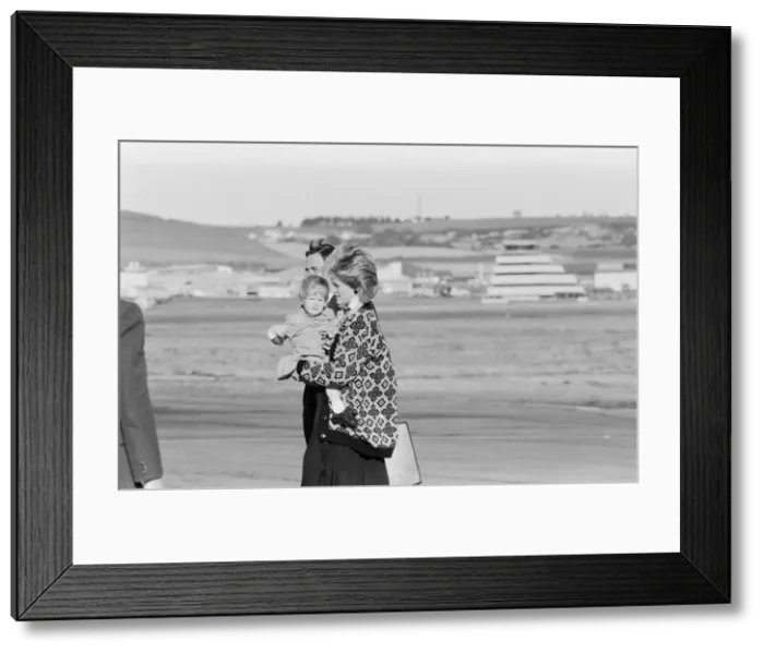 Framed Print : Prince Harry and his mother Princess Diana, arrive at Heathrow Airport, London Framed Print : Prince Harry and his mother Princess Diana, arrive at Heathrow Airport, London