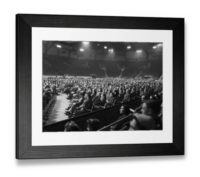 Framed Print : American evangelist Billy Graham speaks to the crowd at the Harringay Arena in North