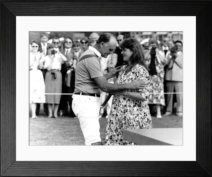 Framed Print : Major Ronald Ferguson with his pregnant daughter Sarah at windsor Polo club Framed Print : Major Ronald Ferguson with his pregnant daughter Sarah at windsor Polo club