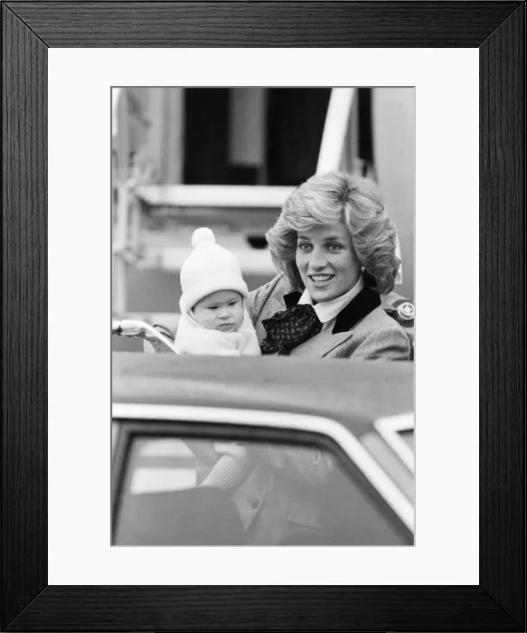 Framed Print : HRH Princess Diana, The Princess of Wales pictured with her 2nd son, Prince Harry