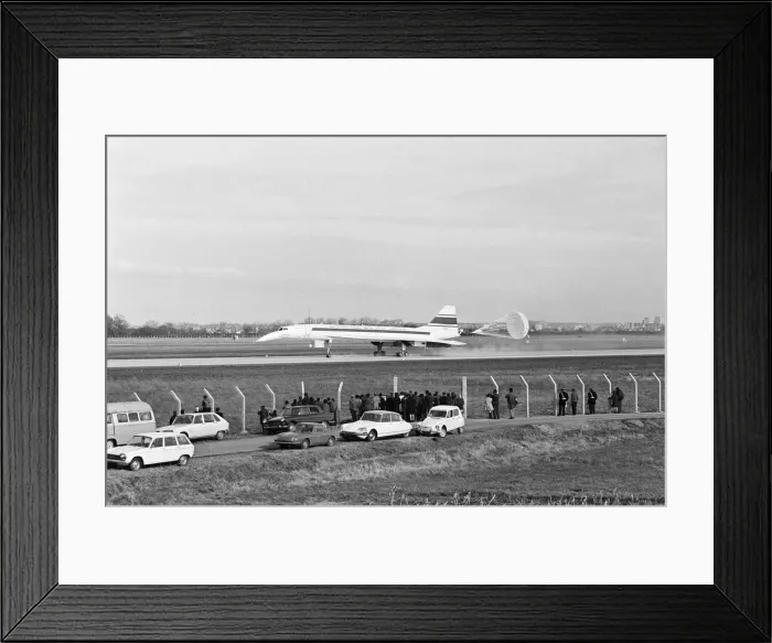 Framed Print : Concorde prototype 001 flies for the first time, at Toulouse Airport, France Framed Print : Concorde prototype 001 flies for the first time, at Toulouse Airport, France