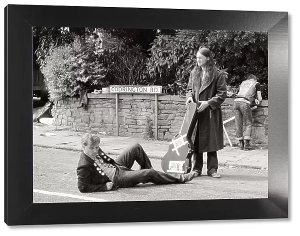 The Young Ones during filming on location in Bristol. Pictured, Rik Mayall as Rick