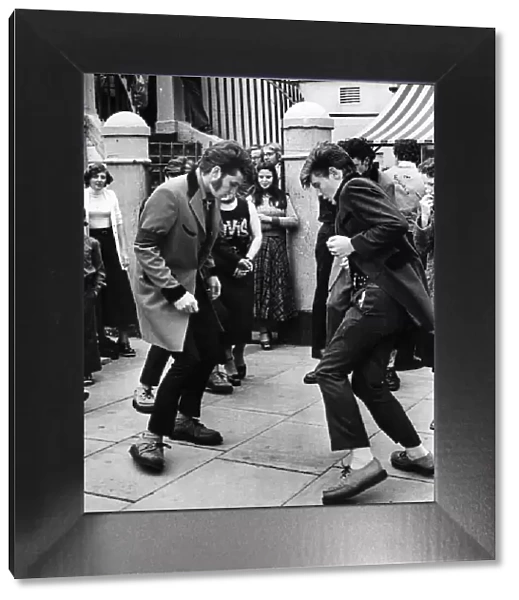 Teddy Boys dancing in the streets of North East Britain Picture taken