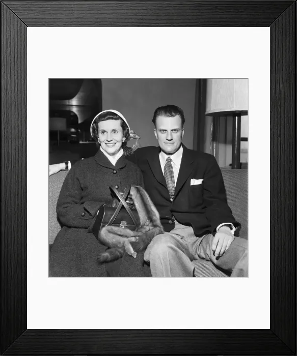 Framed Print : American evangelist Billy Graham pictured with his wife Ruth upon arrival at Southampton