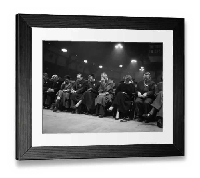 Framed Print : American evangelist Billy Graham speaks to the crowd at the Harringay Arena in North