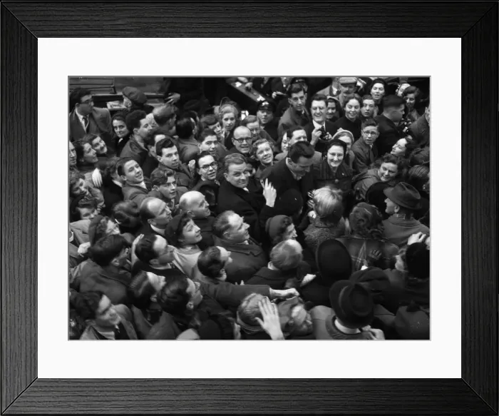 Framed Print : American evangelist Billy Graham is welcomed by huge enthusiastic crowds at Waterlooo