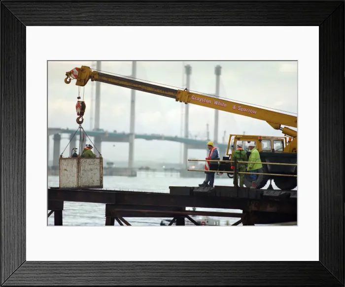 Framed Print : The Second Severn Crossing under construction. 28th November 1995