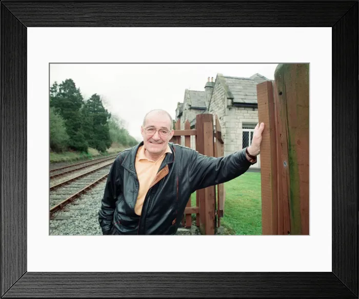 Framed Print : Jim Bowen by the railway which passes by his house in Arkholme, Lancashire Framed Print : Jim Bowen by the railway which passes by his house in Arkholme, Lancashire