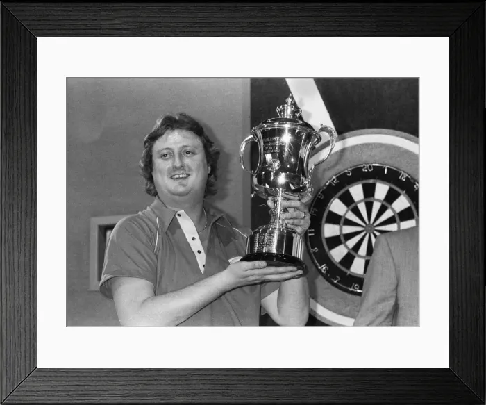 Framed Print : British dart player Eric Bristow celebrates his victory in the Embassy Darts World Framed Print : British dart player Eric Bristow celebrates his victory in the Embassy Darts World