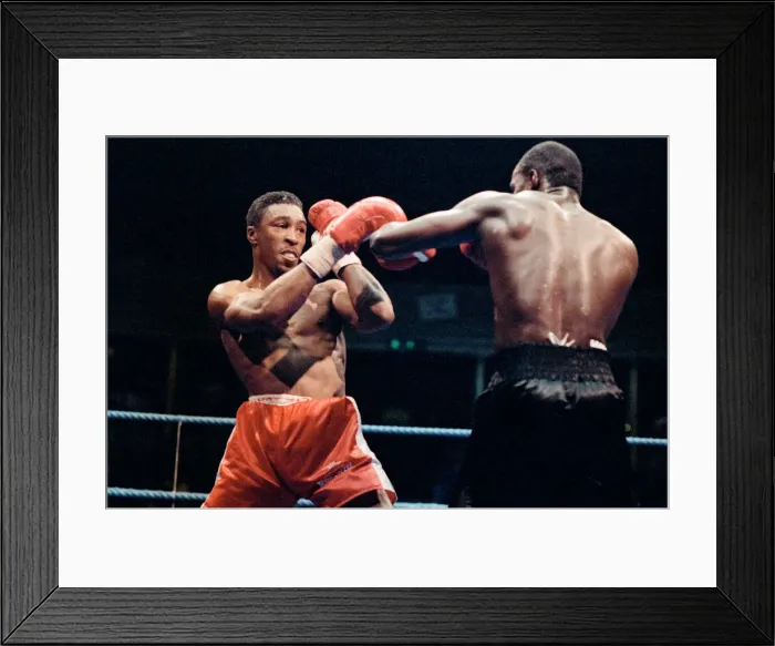 Framed Print : Mike McCallum vs Michael Watson for the WBA middleweight title Framed Print : Mike McCallum vs Michael Watson for the WBA middleweight title