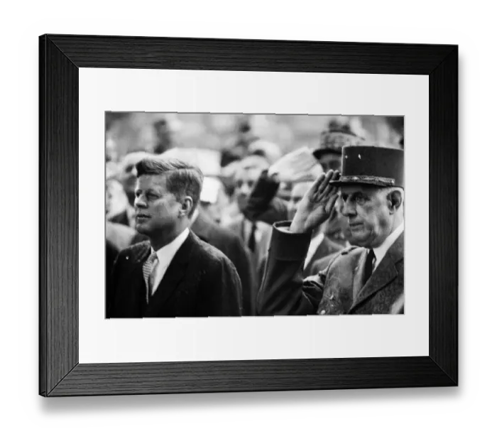 Framed Print : Visit of the American president John F Kennedy and his wife Jackie to Paris, France