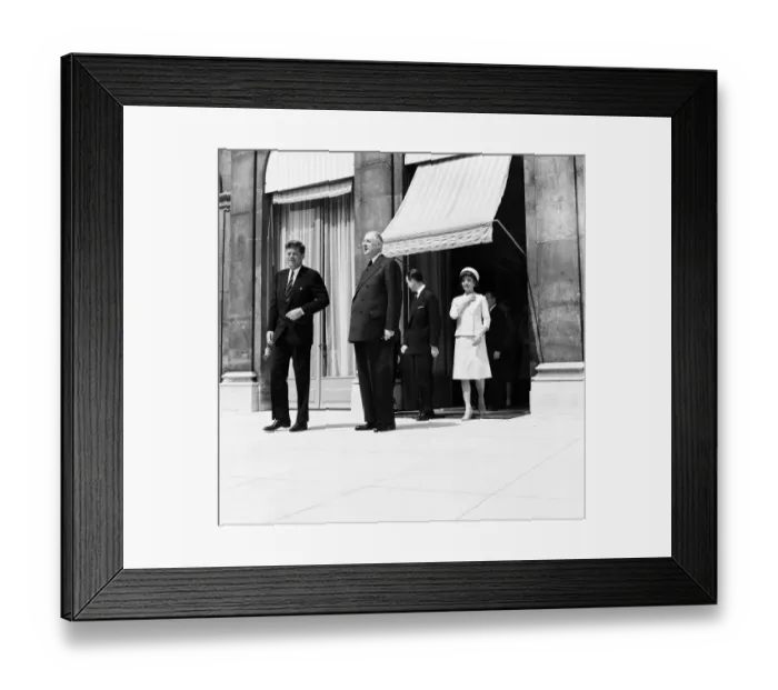 Framed Print : American president John F Kennedy with French President Charles De Gaulle at the Elysee