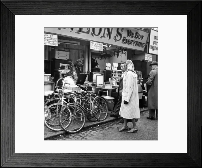 Framed Print : A second-hand stall in Belfast, Northern Ireland. 9th October 1963 Framed Print : A second-hand stall in Belfast, Northern Ireland. 9th October 1963