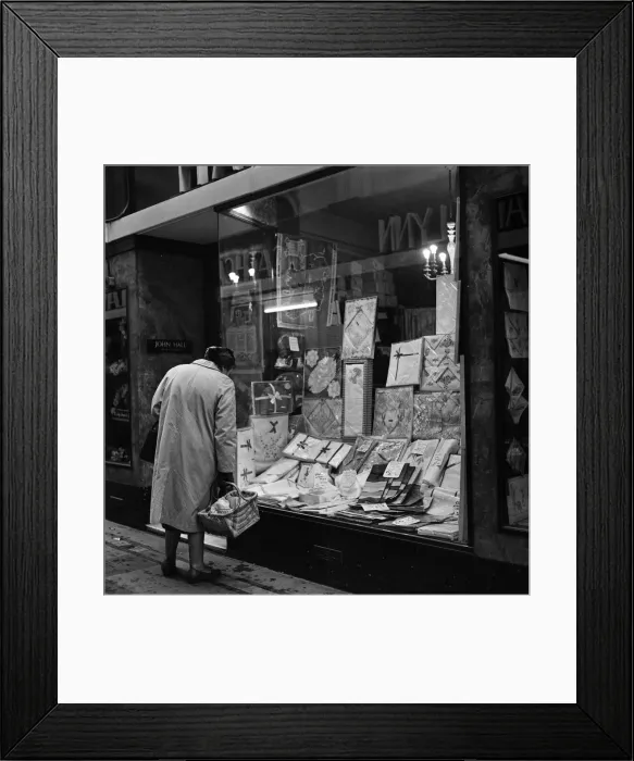 Framed Print : Window shopping in Belfast, Northern Ireland. 9th October 1963 Framed Print : Window shopping in Belfast, Northern Ireland. 9th October 1963