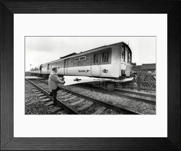 Framed Print : Tutburys first stopping train since 1966. Station reopening 15th April 1984 Framed Print : Tutburys first stopping train since 1966. Station reopening 15th April 1984