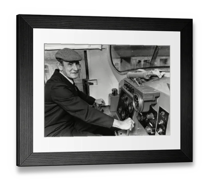 Framed Print : Roy Holmes retired driver behind the control of the Tulyar deltic engine