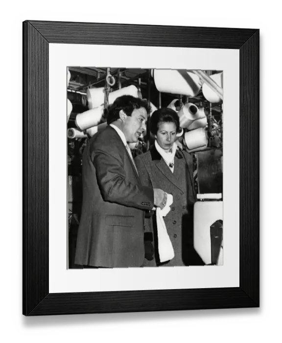 Framed Print : Terry Stae with Princess Anne during a tour of the Aristoc factory. 15th November 1988