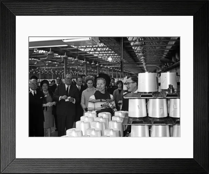 Framed Print : Katharine, Duchess of Kent visits the Courtaulds factory in Wolverhampton