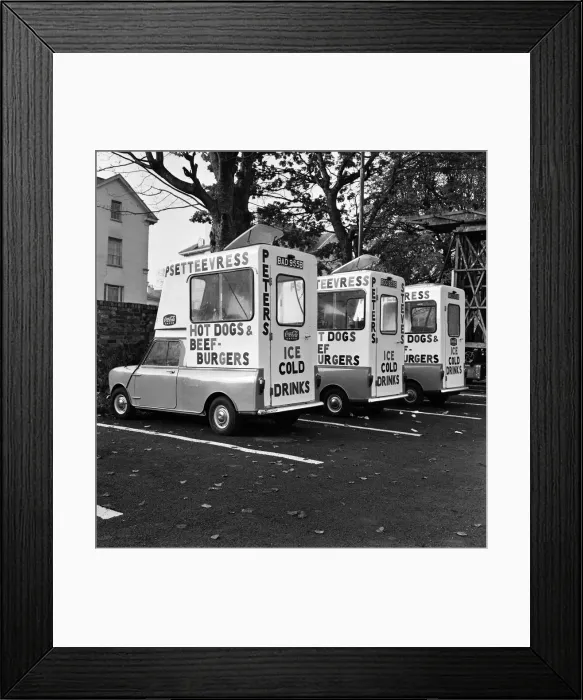 Framed Print : Scenes in Cheltenham, Gloucestershire. Hot Dog stands tour the town now Framed Print : Scenes in Cheltenham, Gloucestershire. Hot Dog stands tour the town now