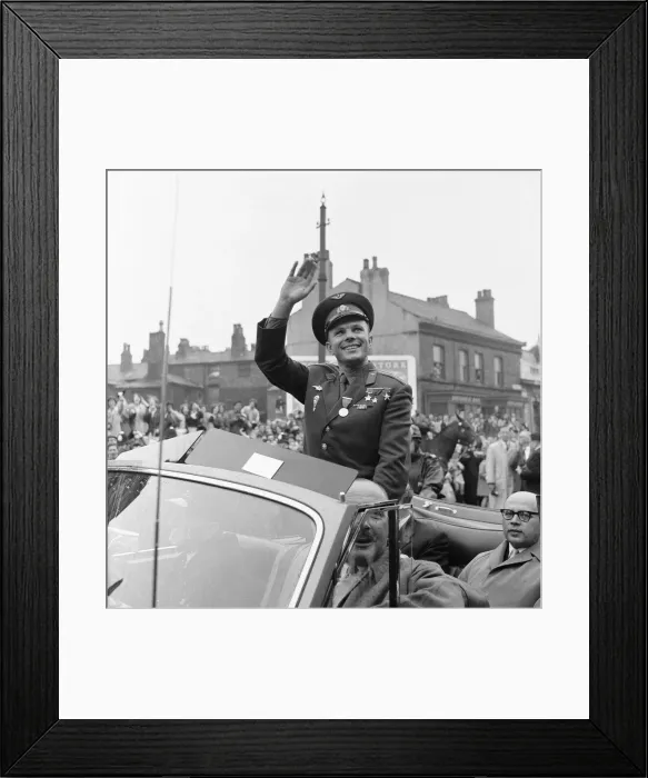 Framed Print : Yuri Gagarin, Soviet Cosmonaut, the first human to journey into outer space when his Framed Print : Yuri Gagarin, Soviet Cosmonaut, the first human to journey into outer space when his
