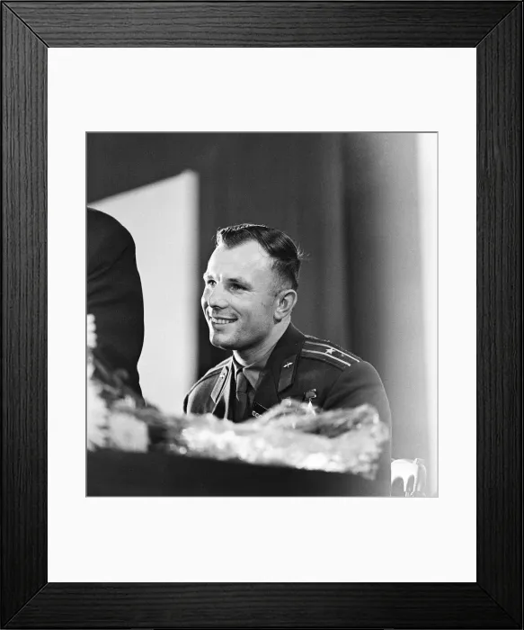 Framed Print : Yuri Gagarin, Soviet Cosmonaut, the first human to journey into outer space when his Framed Print : Yuri Gagarin, Soviet Cosmonaut, the first human to journey into outer space when his