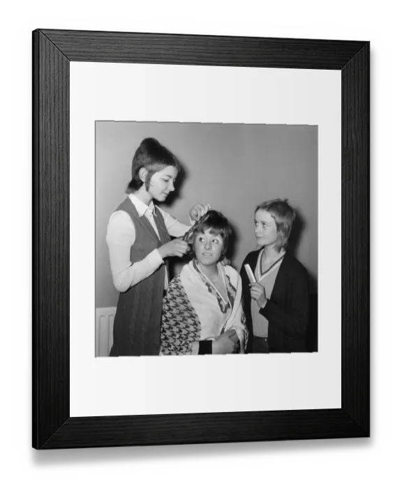 Framed Print : Skinhead girls who have ordered to let their hair grow by the headmistress at Tolworth Framed Print : Skinhead girls who have ordered to let their hair grow by the headmistress at Tolworth