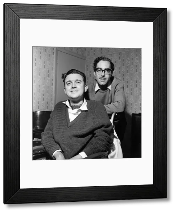 Framed Print : Scriptwriters Harry Driver and Vince Powell. Harry is back at work but confined to a Framed Print : Scriptwriters Harry Driver and Vince Powell. Harry is back at work but confined to a